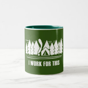 Tasse 2 Couleurs Camping, Je Travaille Pour Ça