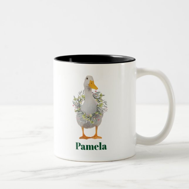 Tasse 2 Couleurs Canard aux couilles Canard blanc de Noël (Droit)