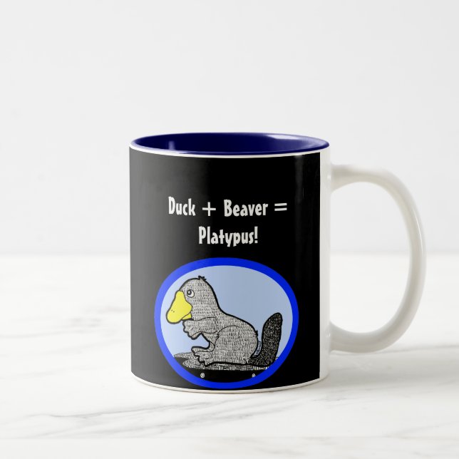 Tasse 2 Couleurs Canard + Castor = ornithorynque ! (Droit)