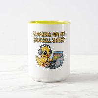 Canard de dessin animé mignon travaillant sur un o