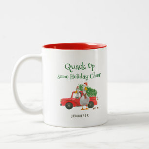 Tasse 2 Couleurs Canard drôle : Fais monter la joie des Fêtes