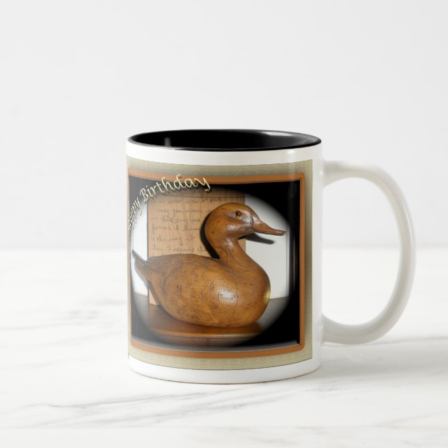 Tasse 2 Couleurs Canard en bois Boug d'anniversaire (Droit)