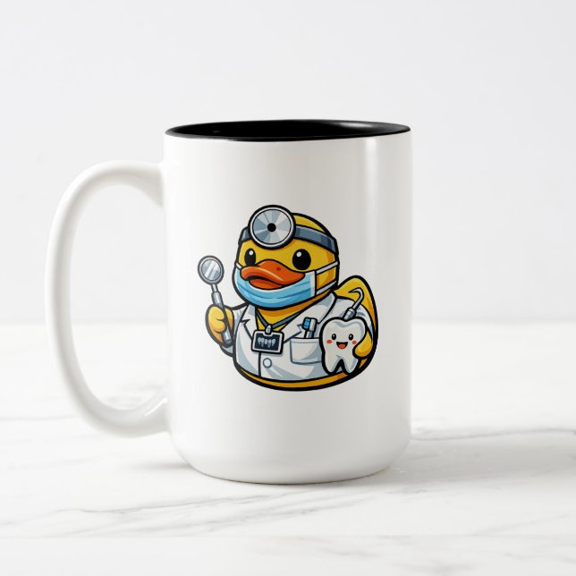 Tasse 2 Couleurs Canard en Caoutchouc Dentiste (Gauche)
