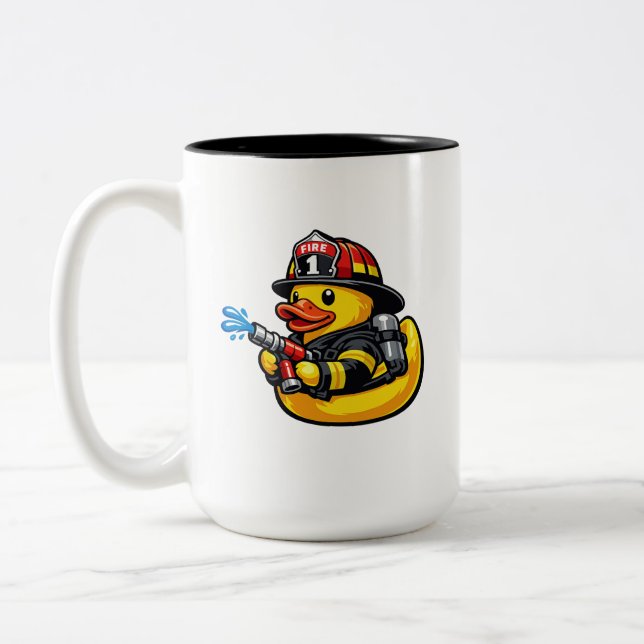 Tasse 2 Couleurs Canard en Caoutchouc Pompiers (Gauche)