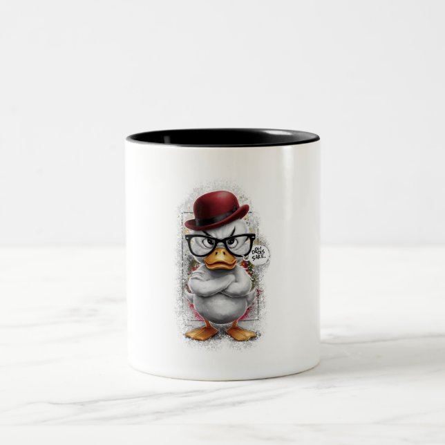 Tasse 2 Couleurs Canard en colère avec casquette (Centre)