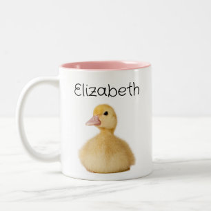 Tasse 2 Couleurs Canard mignon nom personnalisé