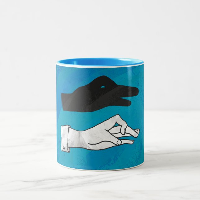 Tasse 2 Couleurs Canard noir sur bleu (Centre)