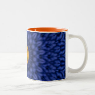 Tasse 2 Couleurs Canard sur fond bleu avec kaléidoscope jaune