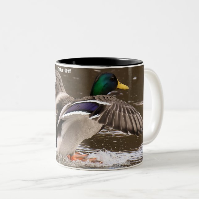 Tasse 2 Couleurs Canards colverts en vol (Devant droit)