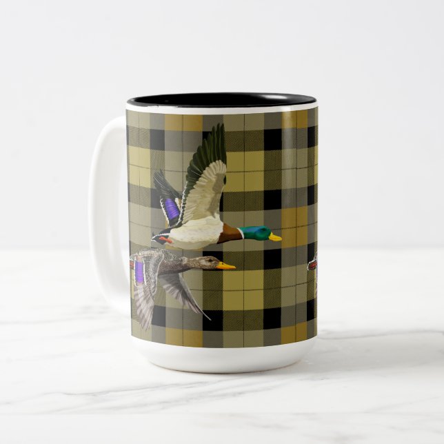 Tasse 2 Couleurs Canards Majards Sur Plaid (Devant gauche)