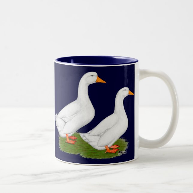 Tasse 2 Couleurs Canards :  Pekins blanc (Droit)