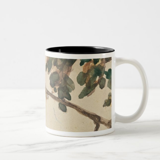 Tasse 2 Couleurs Canari sur une branche de chêne (Droit)