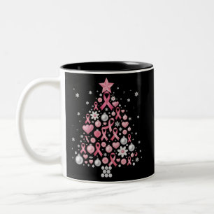 Tasse 2 Couleurs Cancer du sein Noël Arbre de neige Flammes de Noël