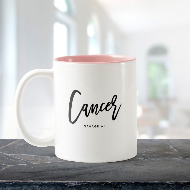 Tasse 2 Couleurs Cancer Horoscope Moderne Amusants Script Anniversa (Créateur téléchargé)