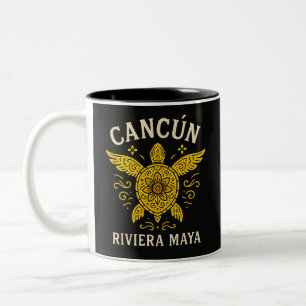 Tasse 2 Couleurs Cancun & Riviera Maya Vacances Tropicales Typo Rét