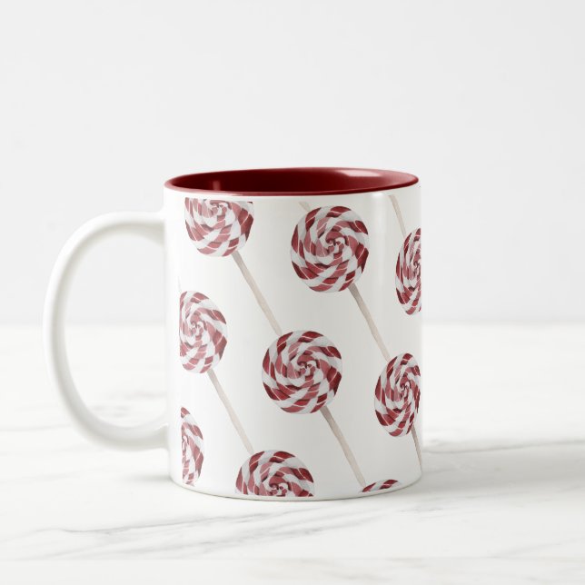 Tasse 2 Couleurs Candy Cane Swirl Lollipops Pattern (Gauche)