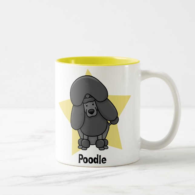 Tasse 2 Couleurs Caniche de noir d'étoile de Kawaii (Droit)