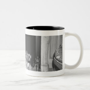 Tasse 2 Couleurs Caniches miniatures se reposant devant la cheminé