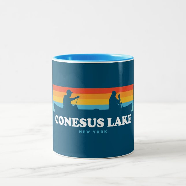 Tasse 2 Couleurs Canot Conesus Lake New York (Centre)