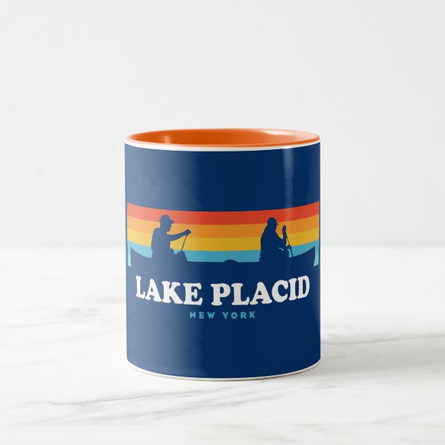 Tasse 2 Couleurs Canot Lake Placid New York (Centre)