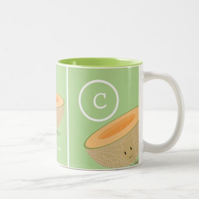 Tasse 2 Couleurs Cantaloupe souriant Monogram Melon Food (Droit)