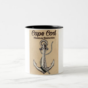 Tasse 2 Couleurs Cape Cod Massachusetts Affiche de voyage vintage