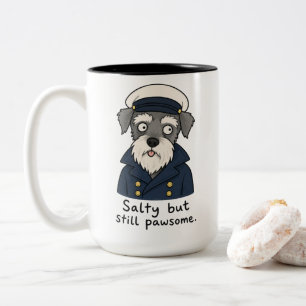 Tasse 2 Couleurs Capitaine Schnauzer drôle Salé Mais Pawsome