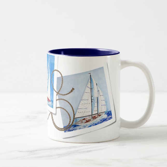 Tasse 2 Couleurs Captures De Navires Avec Corde Nautique (Droit)