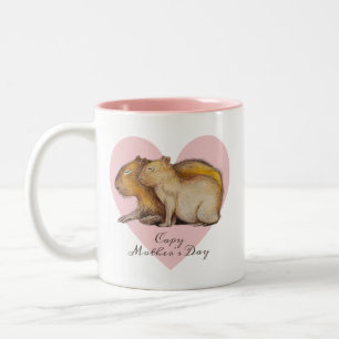 Tasse 2 Couleurs Capy Fête des Mères Cute Capybara Baby & Maman Per