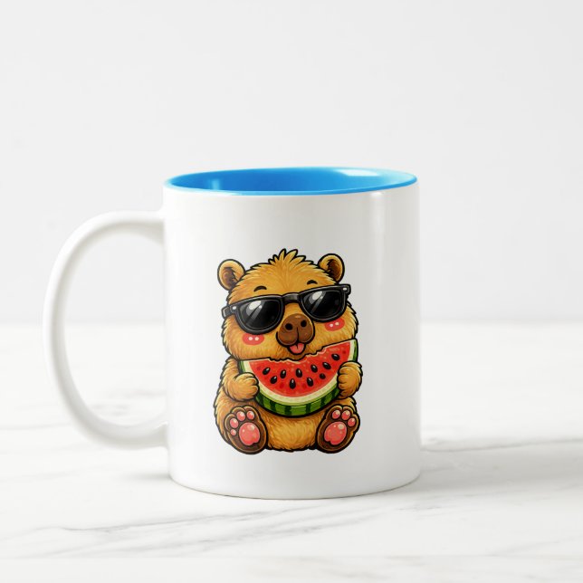 Tasse 2 Couleurs Capybara Cool Pastèque Été (Gauche)