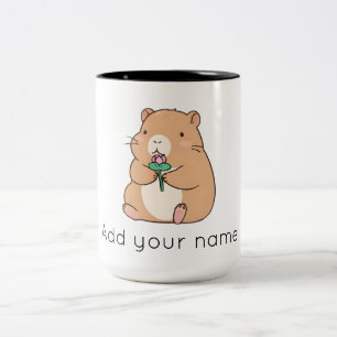 Tasse 2 Couleurs Capybara Kawaii Mignon Tenant une Fleur de Lotus R