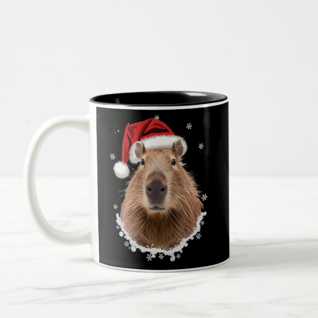 Tasse 2 Couleurs Capybara Noël drôle  (Gauche)