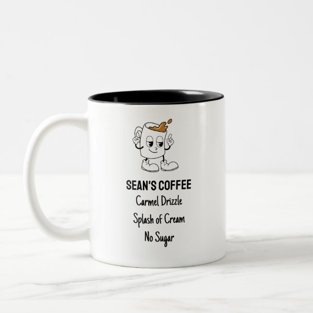 Tasse 2 Couleurs Caractère Cute Rétro Personnalisé Coffee Commande  (Gauche)