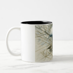 Tasse 2 Couleurs Cardinal aquarelle à une mangeoire d'hiver