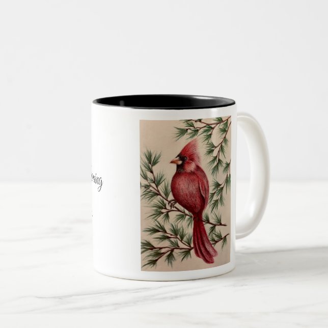 Tasse 2 Couleurs Cardinal rouge et pin (Devant droit)