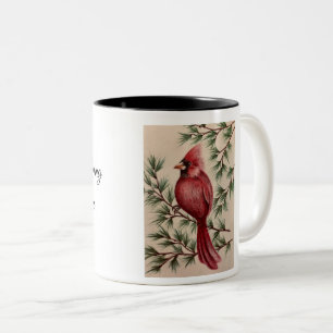 Tasse 2 Couleurs Cardinal rouge et pins