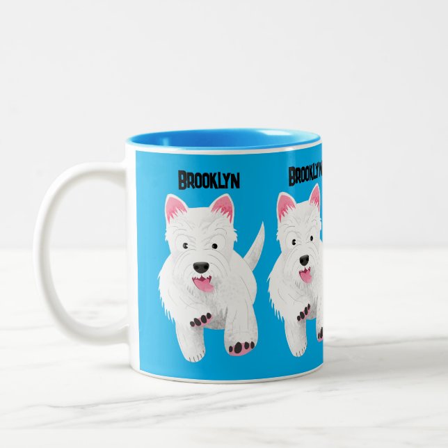 Tasse 2 Couleurs Caricature blanche de terrier de l'ouest (Gauche)