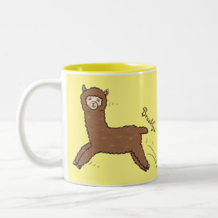Tasse 2 Couleurs Caricature d'alpaga brun joli