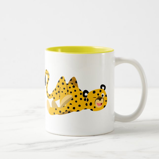 Tasse 2 Couleurs Caricature Dashing Cute Cheetah (Droit)