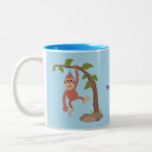 Tasse 2 Couleurs Caricature de bébé orangoutan joyeux