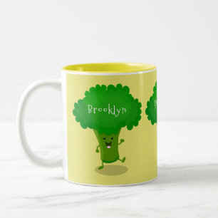 Tasse 2 Couleurs Caricature de brocoli dansant Cute kawaii