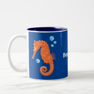 Tasse 2 Couleurs Caricature de bulles d'hippocampe orange