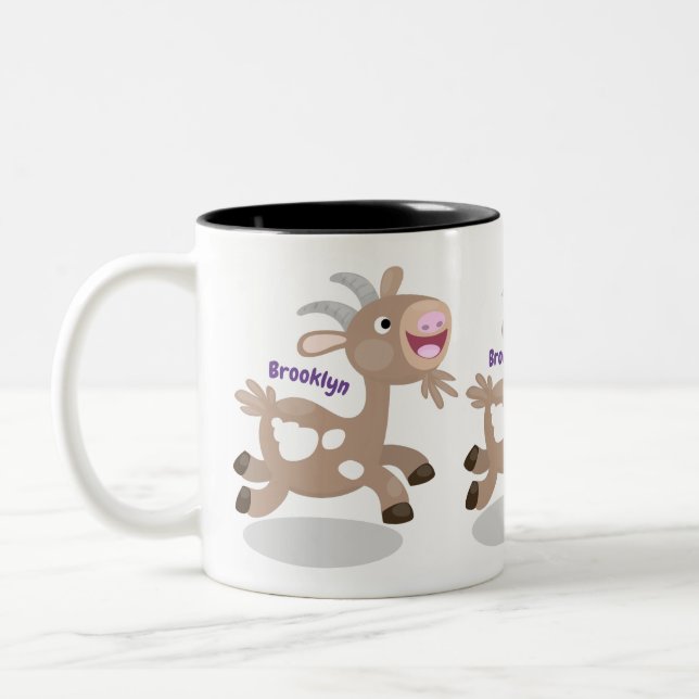 Tasse 2 Couleurs Caricature de chèvre billy joyeux (Gauche)