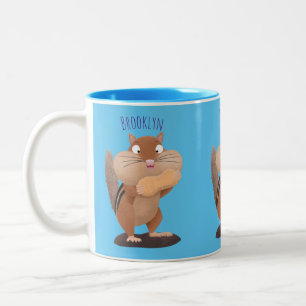Tasse 2 Couleurs Caricature de chipmunk à grosses joues mignonnes