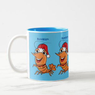 Tasse 2 Couleurs Caricature de crevettes de Noël joyeux