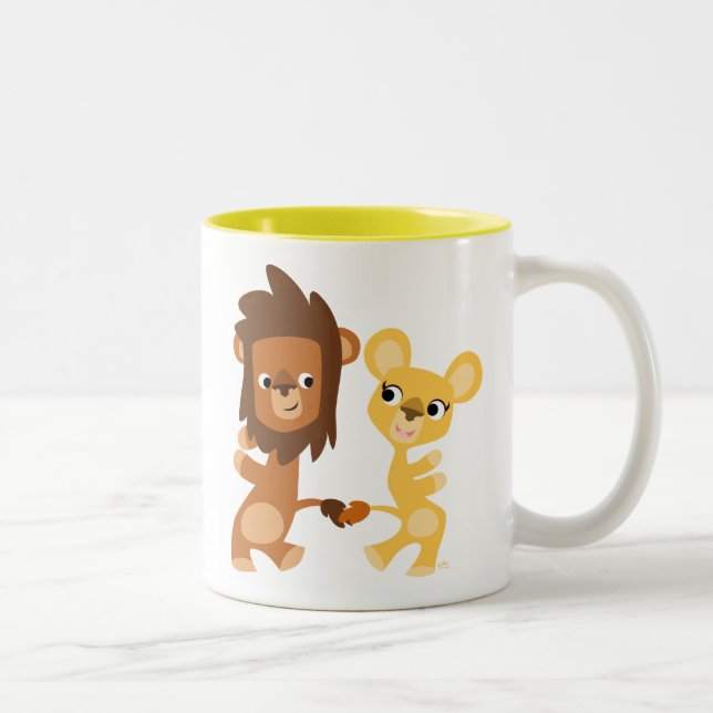 Tasse 2 Couleurs Caricature de danse mignonne Lions (Droit)