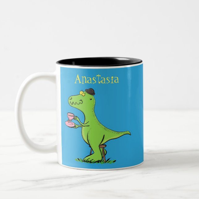 Tasse 2 Couleurs Caricature de dinosaure vert t rex (Gauche)