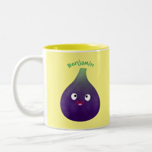 Tasse 2 Couleurs Caricature de fruits mauve joyeux aux figues