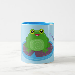 Tasse 2 Couleurs Caricature de grenouille verte mignonne