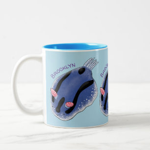 Tasse 2 Couleurs Caricature de nudibranche bleu mignon